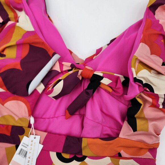 Trina Turk womens size 10 Fan Faire Ruffle Plunge One-Piece Swimsuit New - Picture 10 of 11